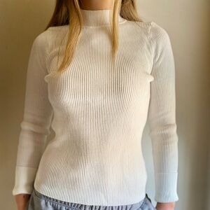 Commense White Ribbed Knit Top